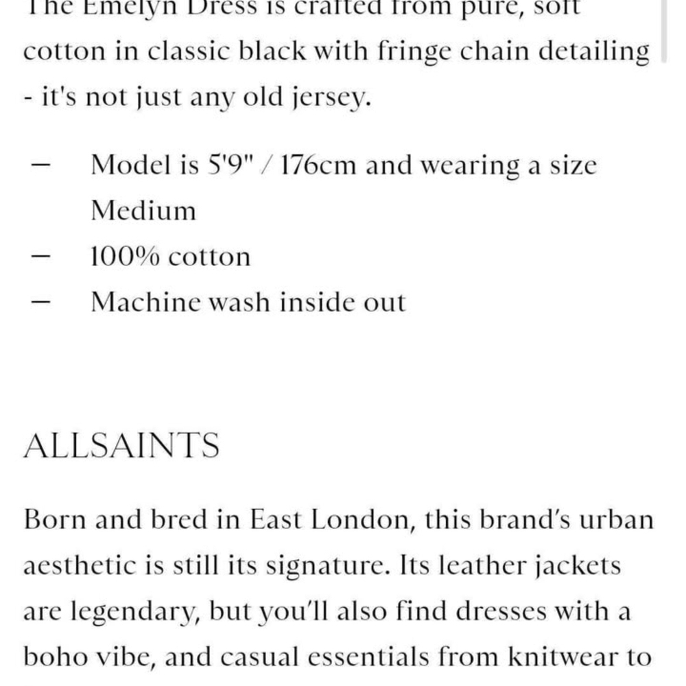 All Saints Black Mini Dress with Silver Accents - Picture 3 of 8